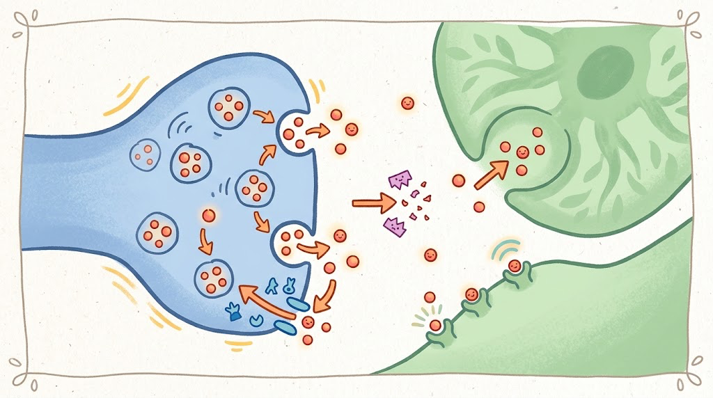 Brain diagram showing where a neurotransmitter's neurons start and where their fibers travel